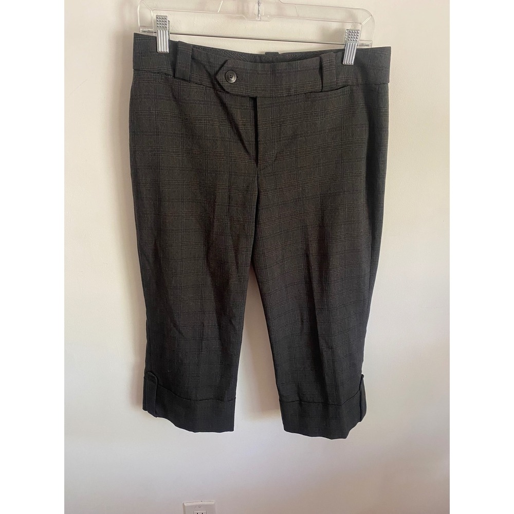 Gloria Vanderbilt Gray Plaid Capri Pants Cuffed Career Trousersโ Sz 6